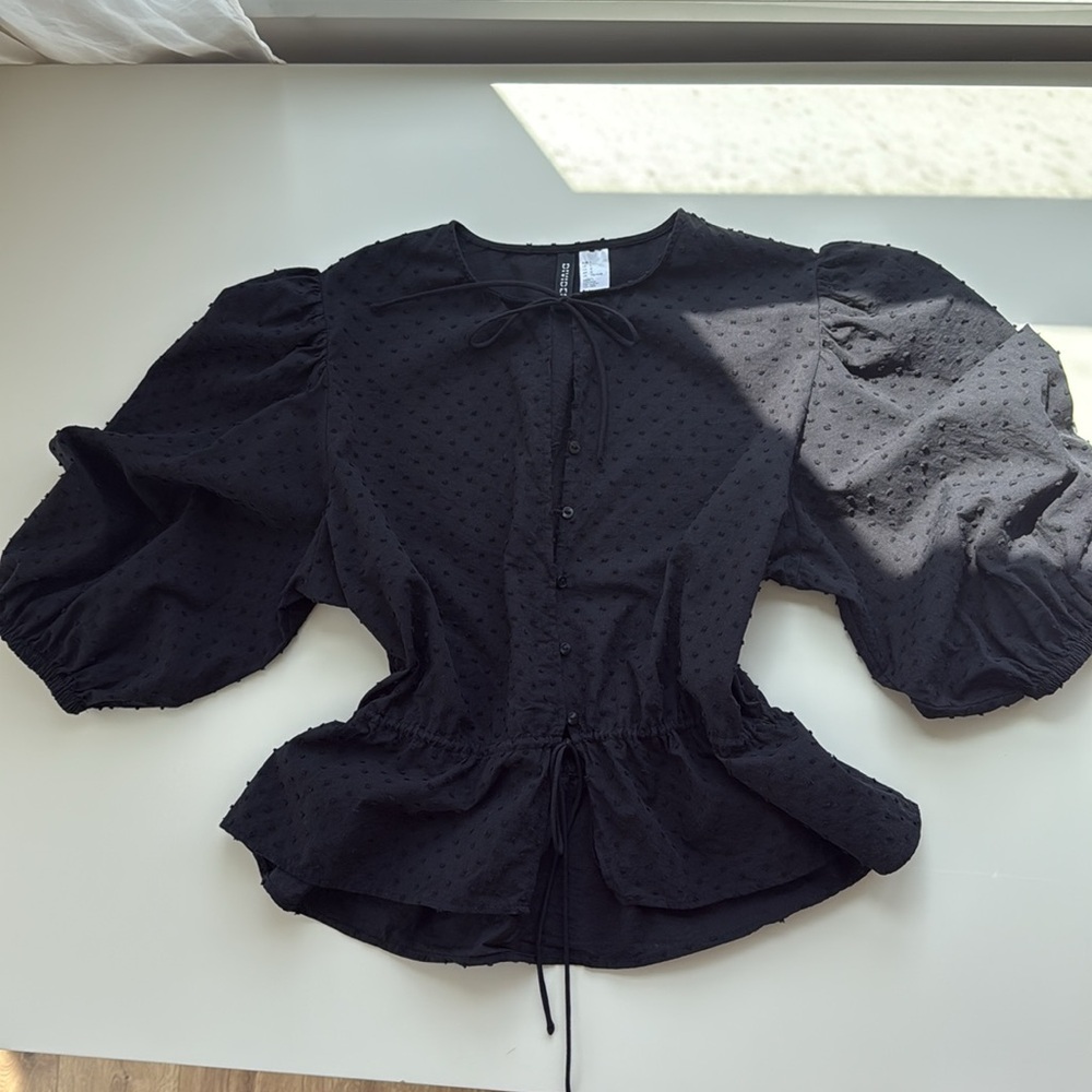 H&M Black Textured Blouse Size L - Picture 11 of 11